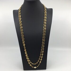Stella and Dot Long Chain Link Necklace Gold Tone Double Layer